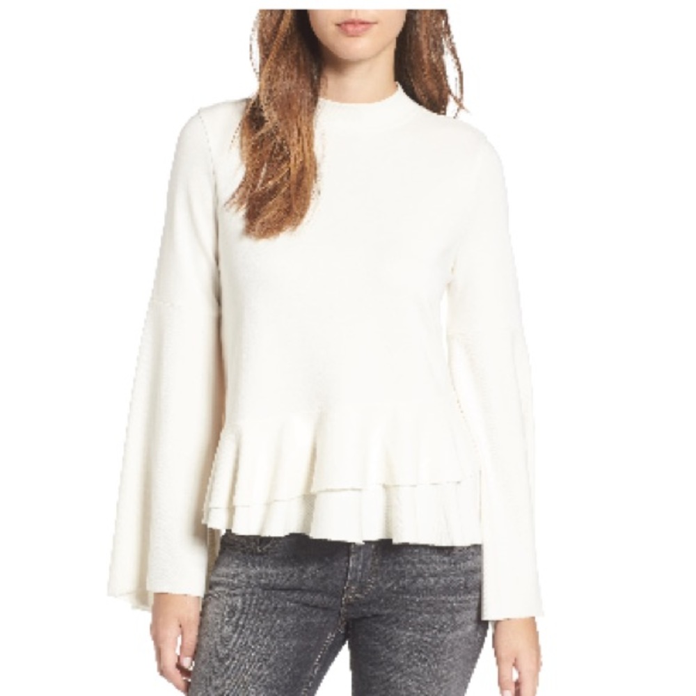 BP. Ruffle hem bell sleeve top